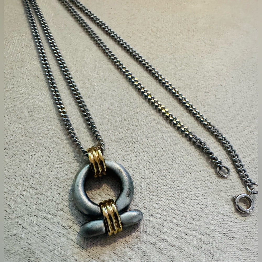 Vintage Avon 1980’s Infinity Silver Gold Tone Pendant Necklace